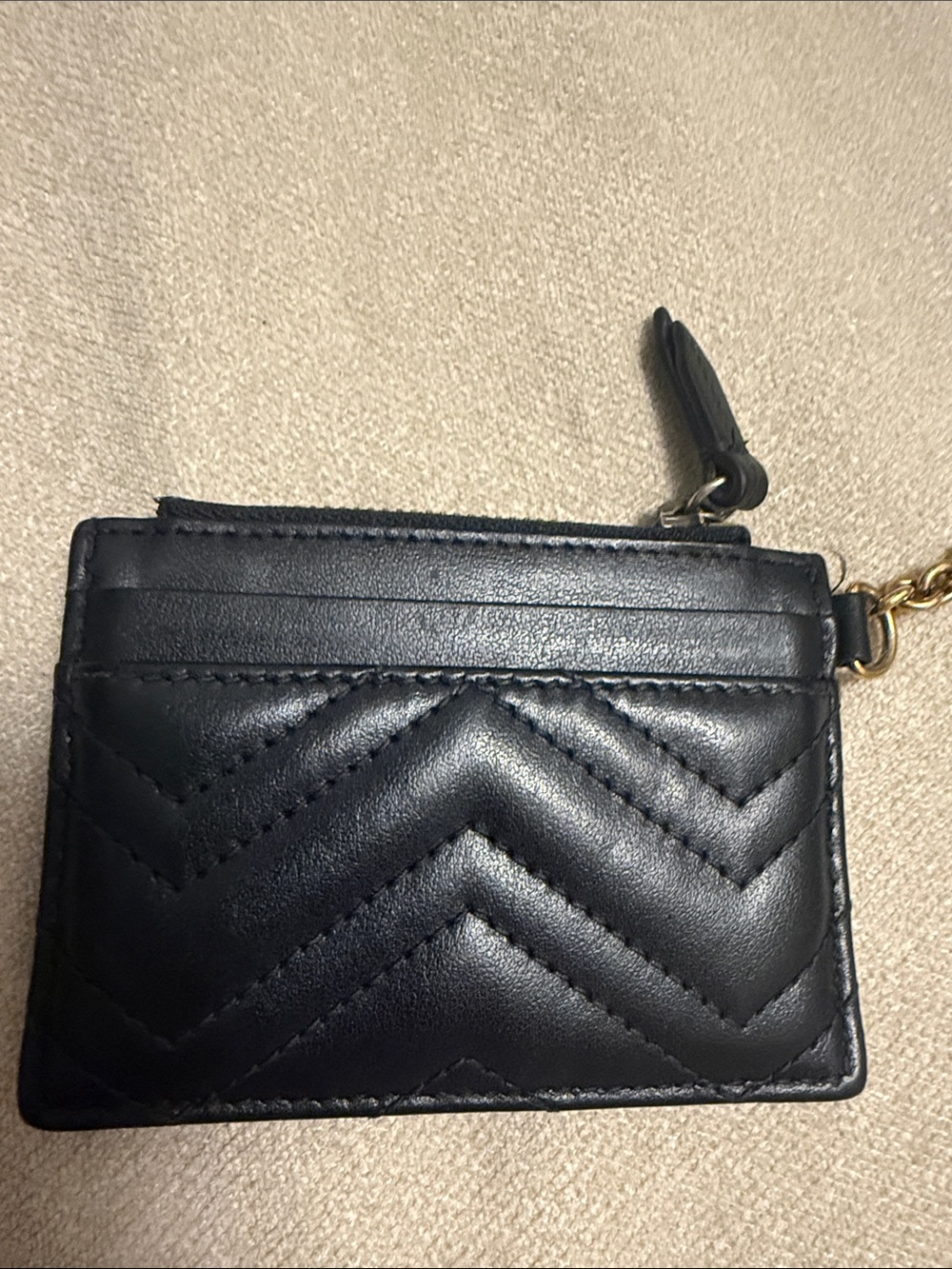 Gucci Black Marmont Quilted GG Leather Card Holder with Keyring - Picture 6 of 8